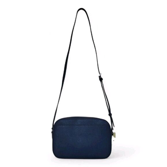 Michael Kors Jet Set Large Logo Saffiano Leather Crossbody Bag W Chain Navy NWT - Picture 11 of 12